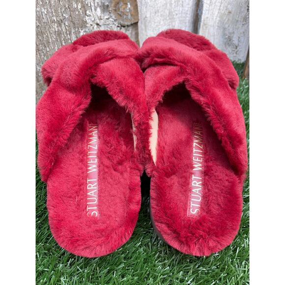 Stuart Weitzman Roza Lift Slide Chill Sandals Slippers Faux Fur Women's 8.5B - Picture 4 of 9